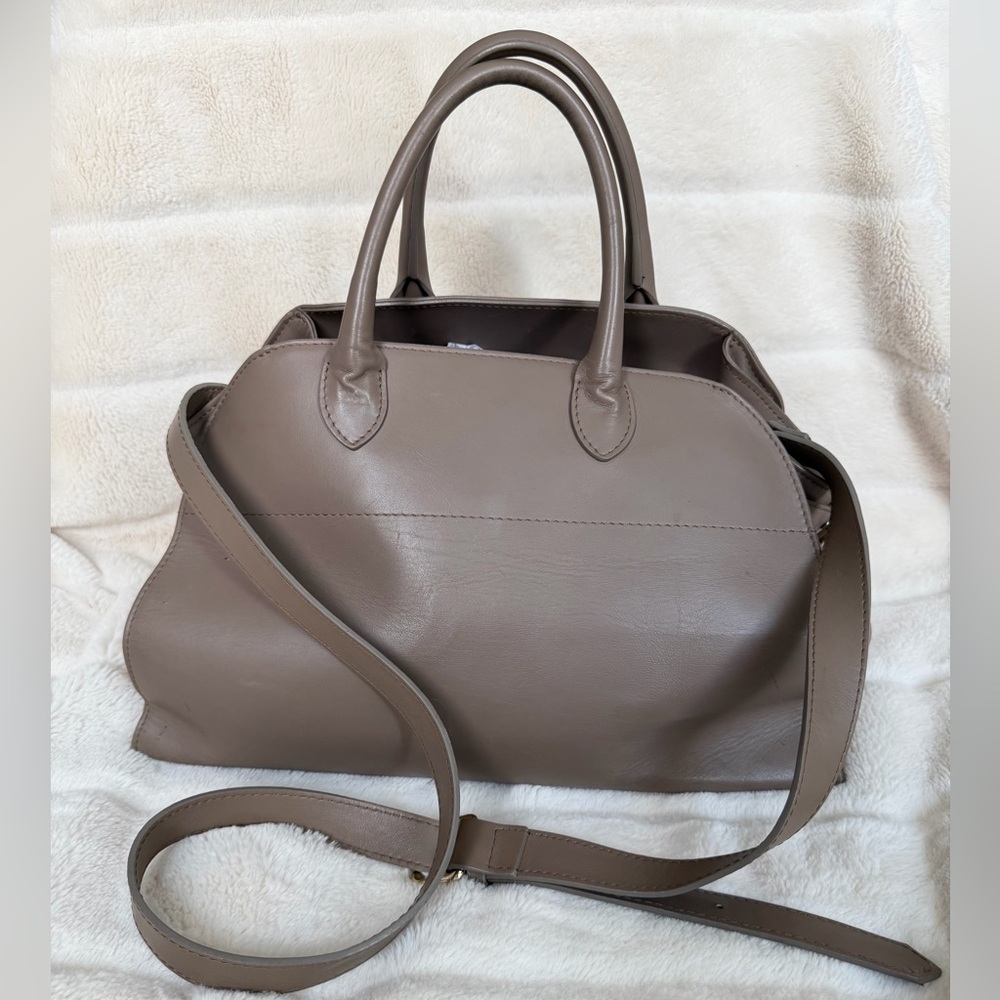 Anna Paola Genuine Leather Tote Stone Grey